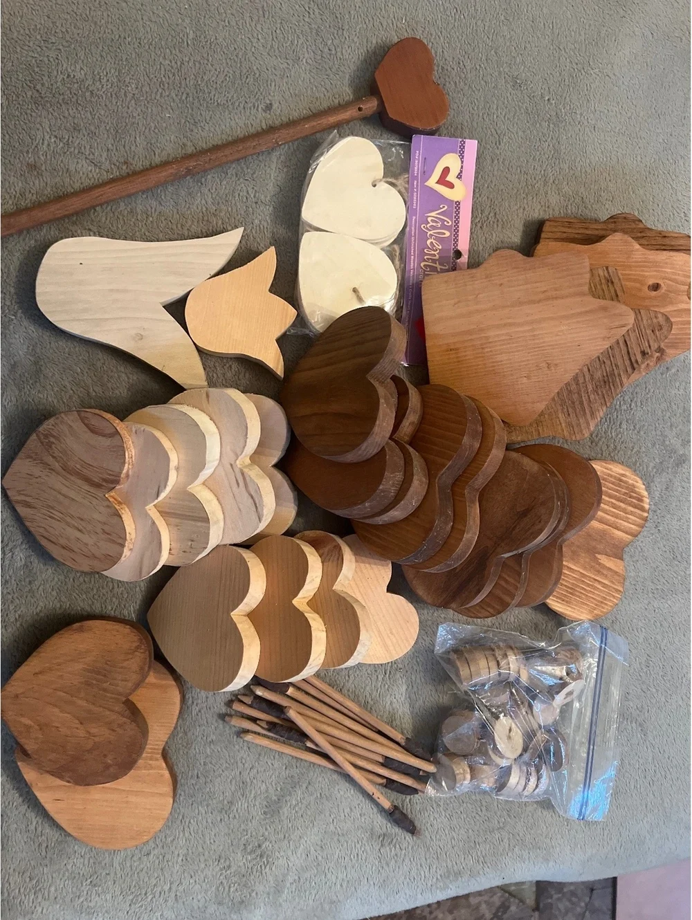 Assorted Wooden Craft Shapes and Sticks Set